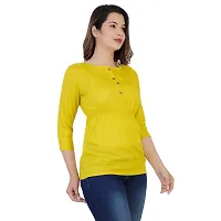 SIDDHANAM Yellow Soild Rayon Slub Casual wear top-thumb3