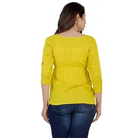 SIDDHANAM Yellow Soild Rayon Slub Casual wear top-thumb2