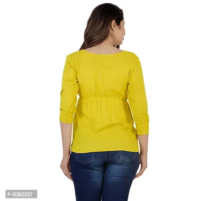 SIDDHANAM Yellow Soild Rayon Slub Casual wear top-thumb3