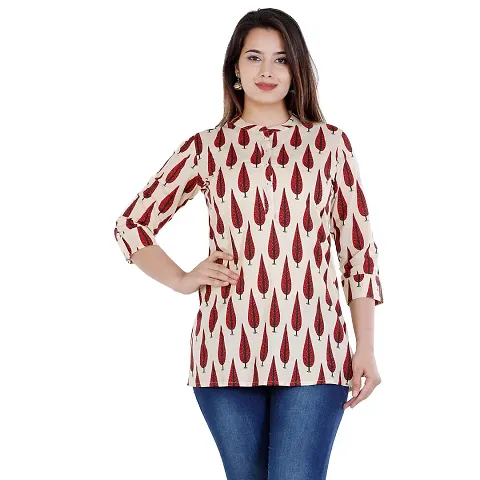 Women Causal Trendy and Stylish Traditional Floral Print Cotton Tops