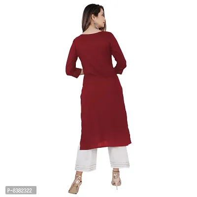 SIDDHANAM Solid Embroidery Work Straight Maroon Festive Kurta-thumb3