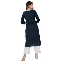 SIDDHANAM Solid Embroidery Work Straight Blue Festive Kurta-thumb2