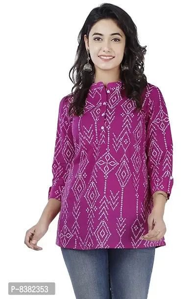 SIDDHANAM Trendy Cotton Printed Purple Casual wear top