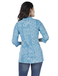 SIDDHANAM Trendy Cotton Printed Blue Casual wear top-thumb1