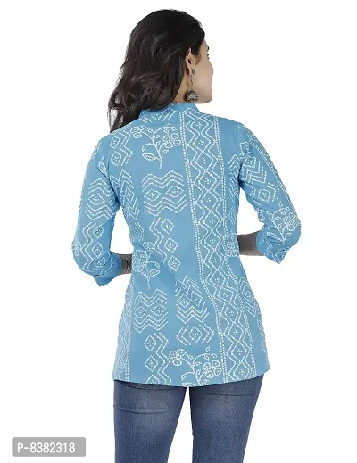 SIDDHANAM Trendy Cotton Printed Blue Casual wear top-thumb2