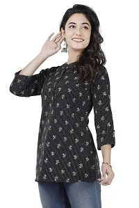 SIDDHANAM Trendy Cotton Printed Katha Work Black Casual wear top-thumb2