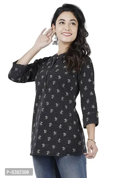 SIDDHANAM Trendy Cotton Printed Katha Work Black Casual wear top-thumb3