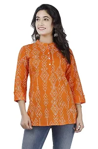 SIDDHANAM Trendy Cotton Printed Orange Casual wear top-thumb2