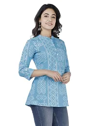 SIDDHANAM Trendy Cotton Printed Blue Casual wear top-thumb2