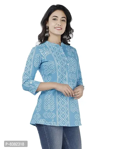 SIDDHANAM Trendy Cotton Printed Blue Casual wear top-thumb3