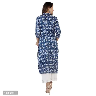 SIDDHANAM Blue Printed Cotton Straight Kurta with Plazzao Set-thumb2