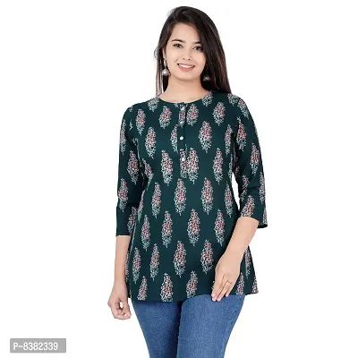SIDDHANAM Trendy Green Cotton Printed Casual wear top