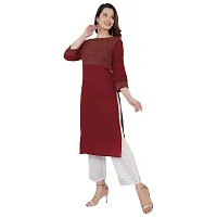 SIDDHANAM Solid Embroidery Work Straight Maroon Festive Kurta-thumb3