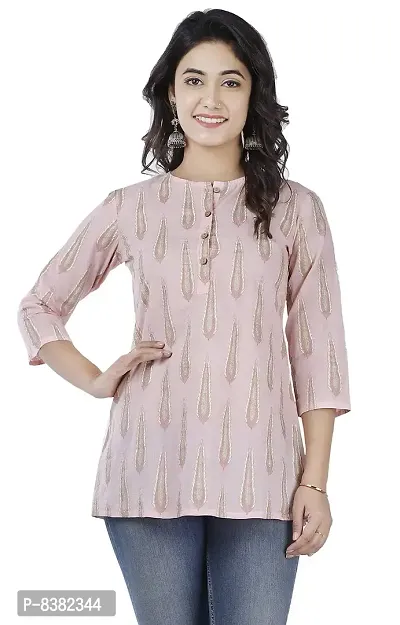 SIDDHANAM Trendy Cotton Printed Pink Gold Casual wear top