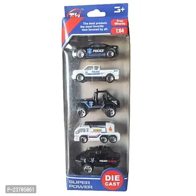 8-Bit Hot Pursuit Metal Car Set, Super Power Cars Set Of 5 Cars (BlackandWhite), Kid