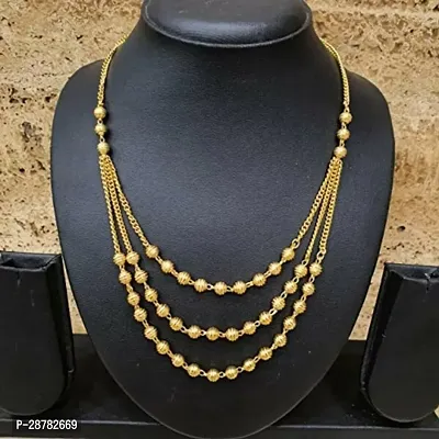 Designer Gold Plated 3 Layered  Necklace Chain For Girls And Women's-thumb0