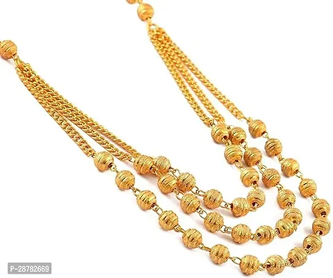 Designer Gold Plated 3 Layered  Necklace Chain For Girls And Women's-thumb2