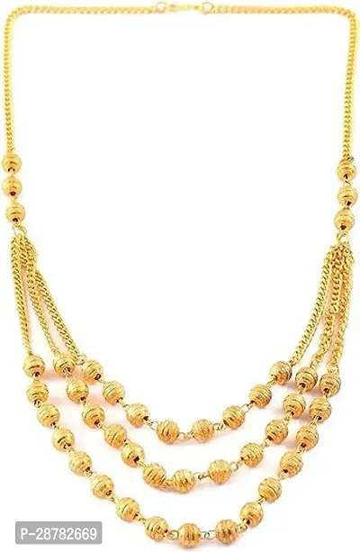 Designer Gold Plated 3 Layered  Necklace Chain For Girls And Women's-thumb4