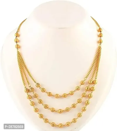 Designer Gold Plated 3 Layered  Necklace Chain For Girls And Women's-thumb5