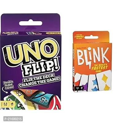 Premium Quality Uno Flip Side And Reinhards Staupe Blink The World Fastest Card Game For Kids (Multicolour)