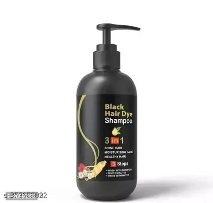 Herbal 3 in 1 Hair Dye Instant Black Hair Shampoo for Women  Men 100% Coverage Shampoo 300ml (Black)hellip;