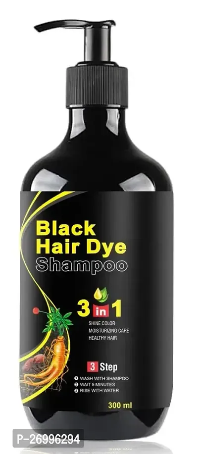 Herbal 3 in 1 Hair Dye Instant Black Hair Shampoo for Women  Men 100% Coverage Shampoo 300ml (Black)hellip;-thumb0