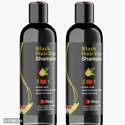 Bellosmo Professional Black Hair Dye Shampoo 3 In 1 Shampoo 200ml Pack Of 2 , For Shine Hair  Moisturizing Healthy Hair 3 Steps-thumb0