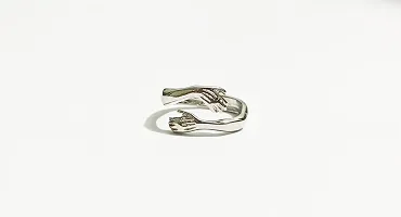 6Pillars Crystal Hug Ring for Girls (Silver)-thumb2