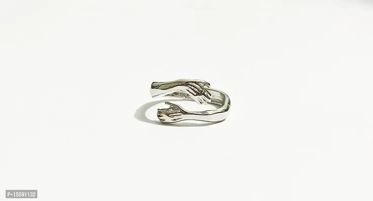 6Pillars Crystal Hug Ring for Girls (Silver)-thumb3