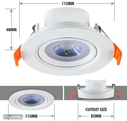 6Pillars 9W IRIS LED Spot Round Panel Conceal Box Down Light(Pack of 1, White)-thumb2
