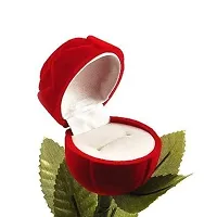 6Pillars Red Rose Imported Velvet Ring Box (Without Ring) Single Rose-thumb1
