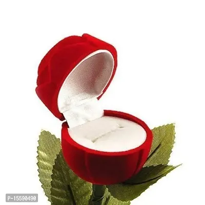 6Pillars Red Rose Imported Velvet Ring Box (Without Ring) Single Rose-thumb2
