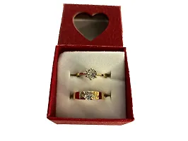 A.B. Enterprises Gold colour Crystal Titanium Elegant Couple Band Ring for Men and Women-thumb1
