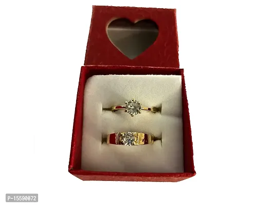 A.B. Enterprises Gold colour Crystal Titanium Elegant Couple Band Ring for Men and Women-thumb2