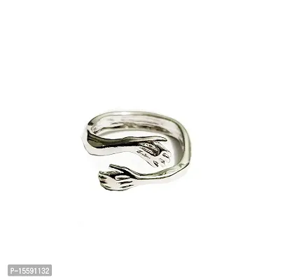 6Pillars Crystal Hug Ring for Girls (Silver)