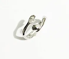 6Pillars Crystal Hug Ring for Girls (Silver)-thumb4
