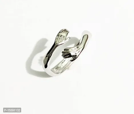 6Pillars Crystal Hug Ring for Girls (Silver)-thumb5