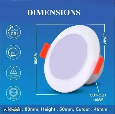 6Pillars 3 Watt Round LED Ceiling Down Light Pack of 1(White)-thumb2
