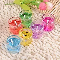 Small Glass Jelly Gel Candles Decor Gel Wax Smokeless Decorated Mini Candles for Home Decor (Pack of 12)-thumb1