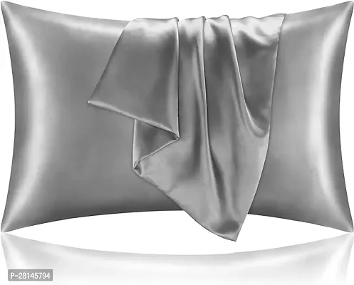 Young Arrow Satin Pillowcase for Hair and Skin, Silk Satin Pillowcase with Envelope Closure, Soft Breathable Smooth Cooling Silk Pillow Covers Pack of 2 Size (18x28 Inches) (Silver)-thumb0