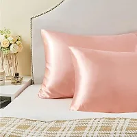 Soft Breathable Smooth Cooling Silk Pillow Covers Pack of 2 (18x28 Inches)-thumb1