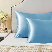 Soft Breathable Smooth Cooling Silk Pillow Covers Pack of 2 (18x28 Inches)-thumb1