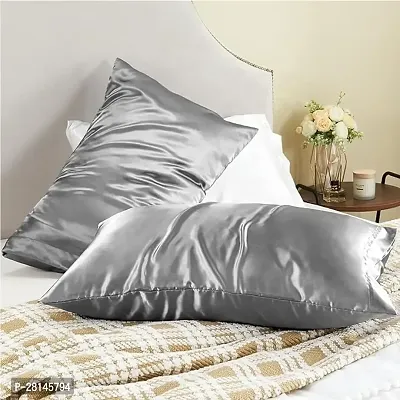 Young Arrow Satin Pillowcase for Hair and Skin, Silk Satin Pillowcase with Envelope Closure, Soft Breathable Smooth Cooling Silk Pillow Covers Pack of 2 Size (18x28 Inches) (Silver)-thumb2
