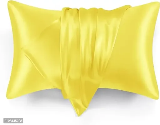 Young Arrow Satin Pillowcase for Hair and Skin, Silk Satin Pillowcase with Envelope Closure, Soft Breathable Smooth Cooling Silk Pillow Covers Pack of 2 Size (18x28 Inches) (Yellow)