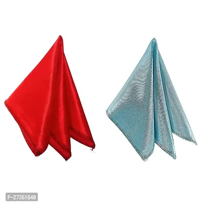 Young Arrow Satin Pocket Square for Men, Wedding Handkerchief for Suits, Blazers  Tuxedo, Men's Pocket Square Combo (Pack of 2) (Red  Light Blue)-thumb0