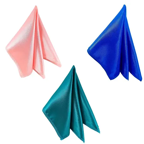 Young Arrow Satin Pocket Square Combo for Men, Wedding Handkerchief for Suits, Blazers  Tuxedo (Pack of 3) (Pink, Royal Blue  Turquoise)