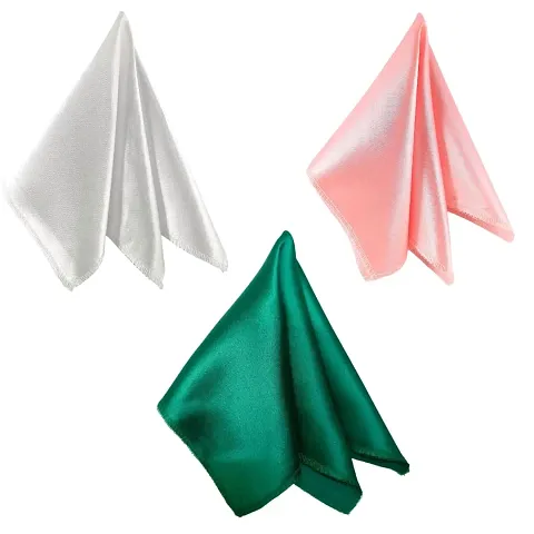 Young Arrow Satin Pocket Square for Men, Wedding Handkerchief for Suits, Blazers  Tuxedo, Men's Pocket Square Combo (Pack of 3) (Pink,White  Green)