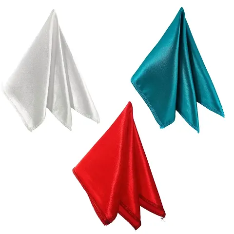 Young Arrow Satin Pocket Square for Men, Wedding Handkerchief for Suits, Blazers  Tuxedo, Men's Pocket Square Combo (Pack of 3) (White,Turquoise  Red)