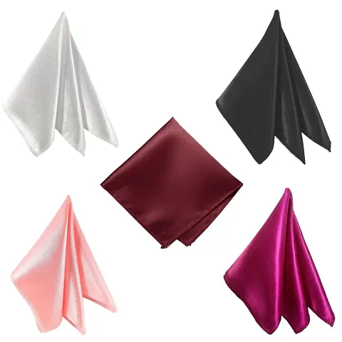 Young Arrow Satin Pocket Square for Men, Wedding Handkerchief for Suits, Blazers  Tuxedo, Pocket Square Combo (Pack of 5) (Multicolor)