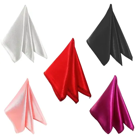 Young Arrow Satin Pocket Square Combo for Men, Wedding Handkerchief for Suits, Blazers  Tuxedo (Pack of 5) (White,Black,Pink,Purple  Red)